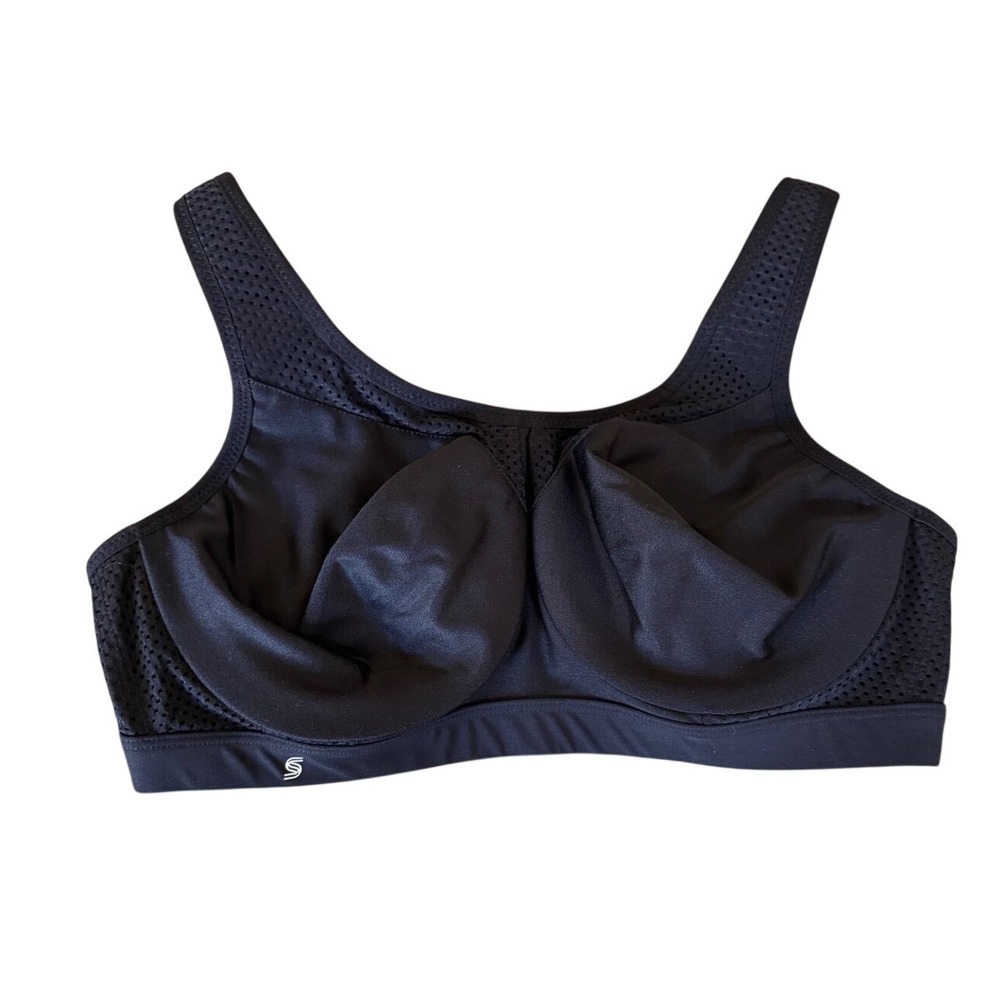 Glamorise Sport Black High Impact WonderWire Sports Bra 9066 Size 38C